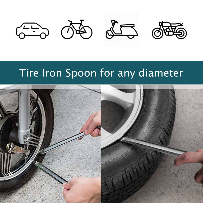 Tire Iron Spoons Changing Tire Lever Bar Set Repair Tool Kit Tyre Changer Remover Heavy Duty Metal Steel for Motorcycle Bike Scooter Bicycle Mower (2pc 11.7 INCH)