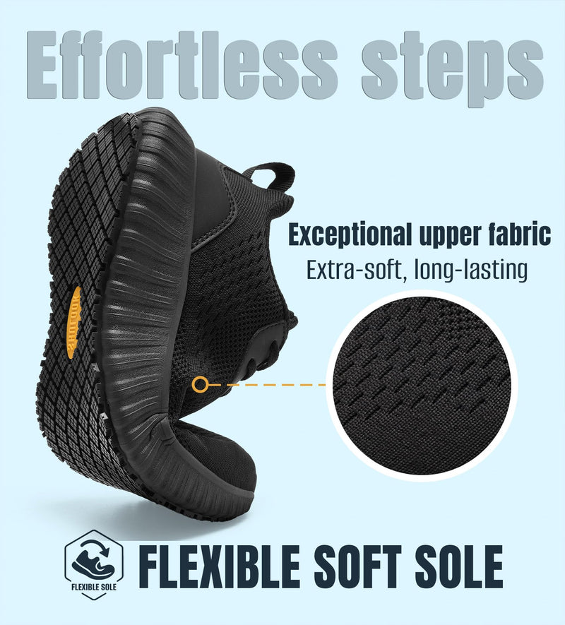 SHULOOK Non Slip Work Shoes for Men Slip Resistant Water-Resistant Food Service Kitchen Chef Restaurant Nurse Work Sneakers Lace Up Mesh Comfortable & Casual Walking Shoes Black 8.5