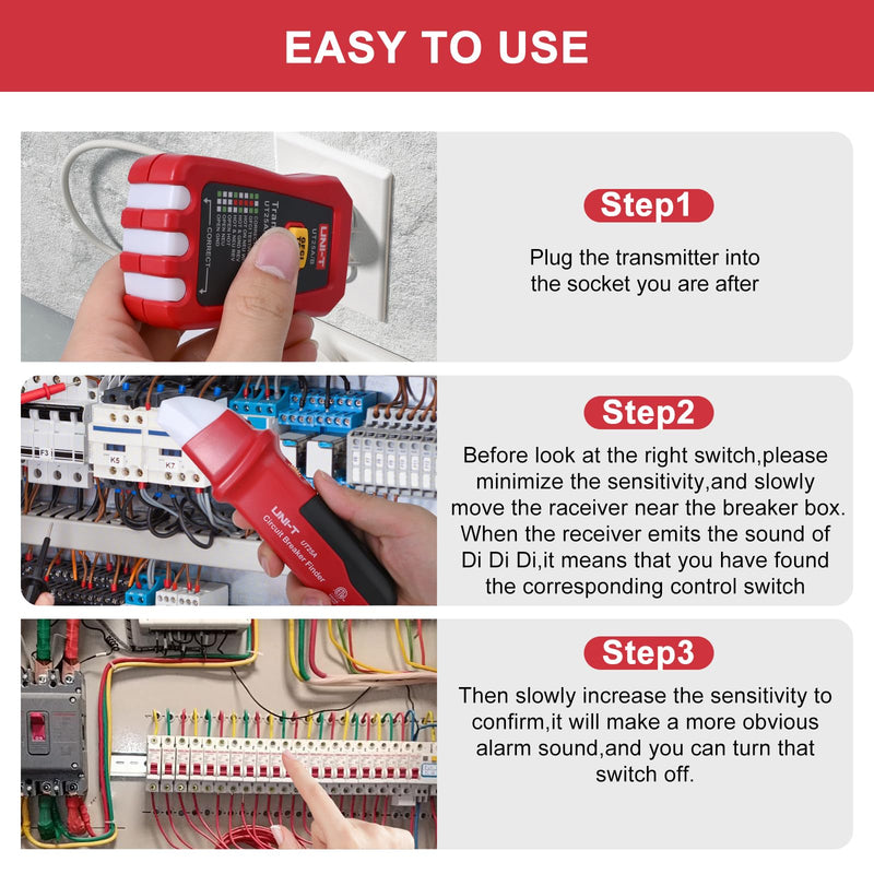 UNI-T UT25A Circuit Breaker Finder line Detector American Specification Socket Tester W/Analogue Receiver&LED Indicator Leakage Circuit Breaker