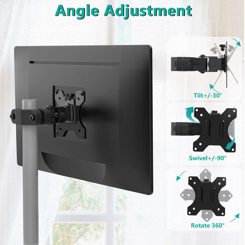 WALI Mount Plate for Universal Monitor Mounting System, Fits 1.1 to 2.4 inch Diameter Pole, Mounting Holes for 75 by 75 mm and 100 by 100mm (VES02), Black For 1.1''-2.4'' diameter pole
