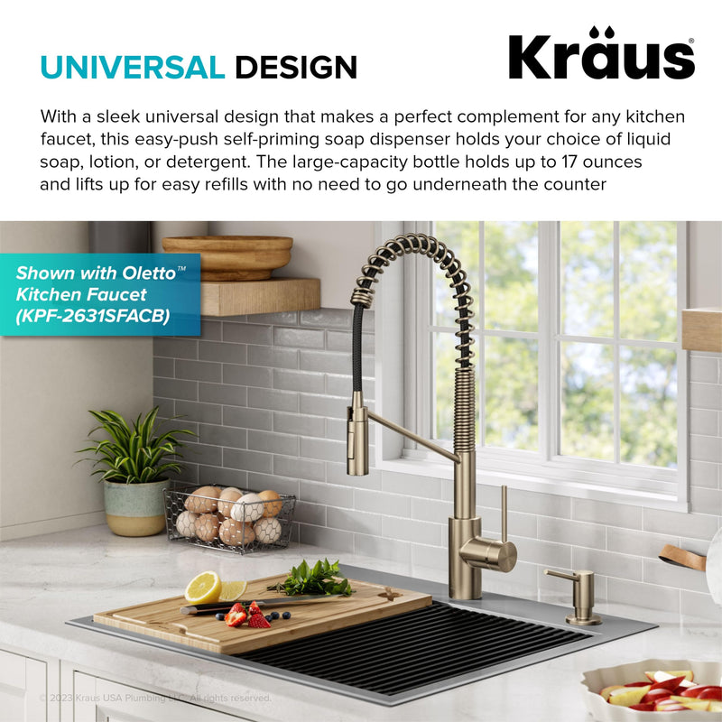 KRAUS Kitchen Soap and Lotion Dispenser in Spot-Free Antique Champagne Bronze, KSD-43SFACB Spot Free Antique Champagne Bronze