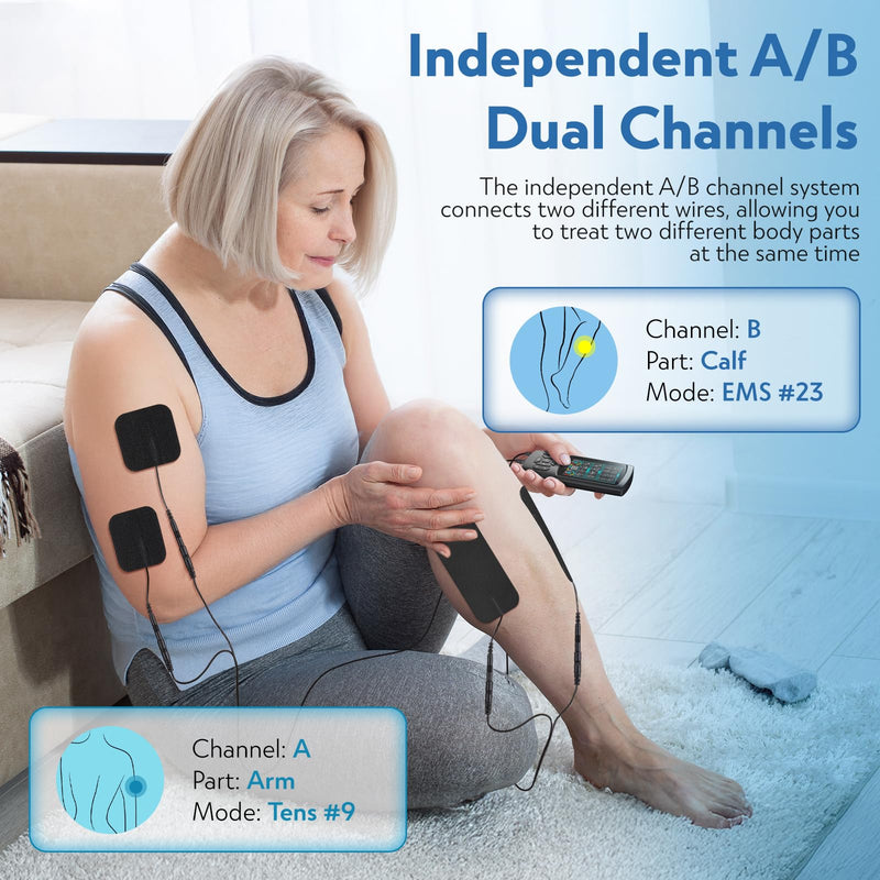 3-in-1 TENS Unit Muscle Stimulator with Color Display - Dual Channel EMS Machine, 28 Therapy Modes,40 Intensity Levels,8 Electrode Pads & EVA Case for Effective Pain Relief Multi