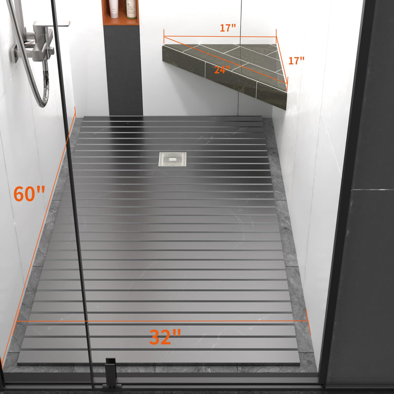 Floating Corner Shower Bench Kit-Customizable Appearance Corner Bench Seatin (17"x17"x24") 17"×17"×24"