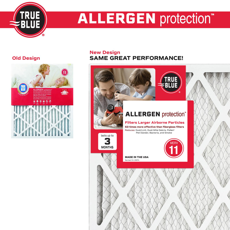 True Blue 15x20x1 MERV 11 Allergen Air Filter (4-Pack) | Electrostatic Pleated HVAC Furnace Air Filter | Replacement Filter for Home Use | Made in USA 15" x 20" x 1"