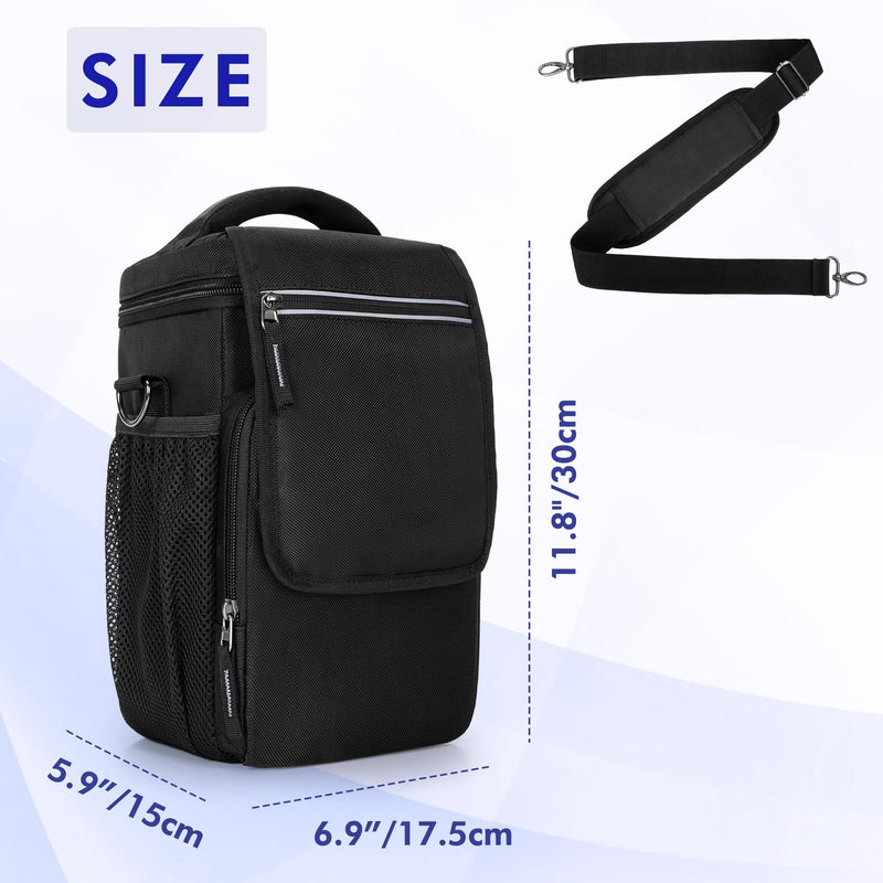Carrying Case Compatible with Owl Labs Meeting Owl 3, 4, Pro, Original | Meeting Camera Travel Storage Bag with Multiple Pockets for Accessories, with Shoulder Strap, Shock-absorbing Foam, Black