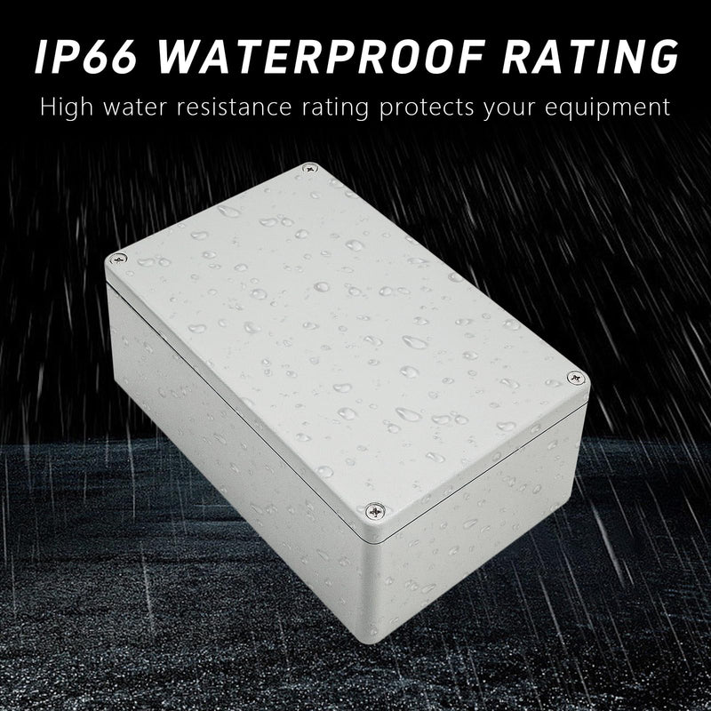 Waterproof Electrical Junction Box 7.4“x4.72”x3“D Aluminum Alloy Enclosure Project Box Dustproof Waterproof IP66 Aluminum Alloy Metal Junction Box Outdoor Electrical Universal Enclosure Box 7.4x4.72x3''