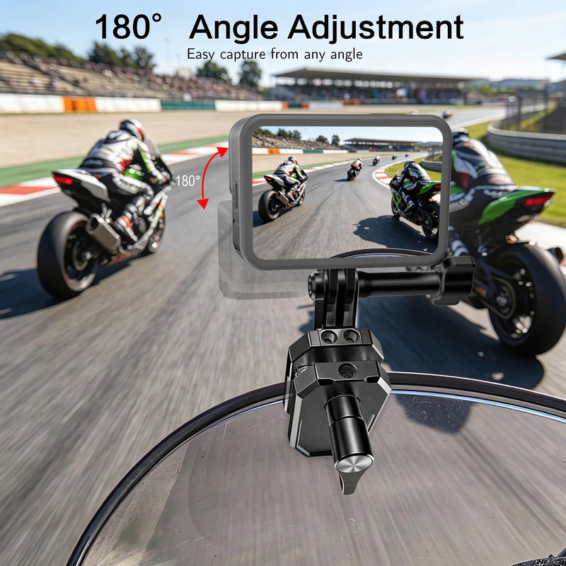 Motorcycle Windshield Camera Mount for Insta360,for Gopro Hero,DJI Action | All CNC Aluminum , Quick Release, Motorbike Windscreen Clamp Mount with 1/4" Adapter Action Camera Accessories
