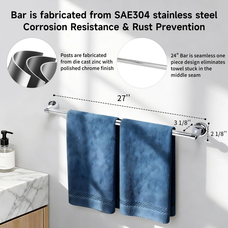 Formosa Design Hardware 4-Piece Bathroom Accessories Set (Polished Chrome) | A Complete set Strong and Reliable Polished Chrome