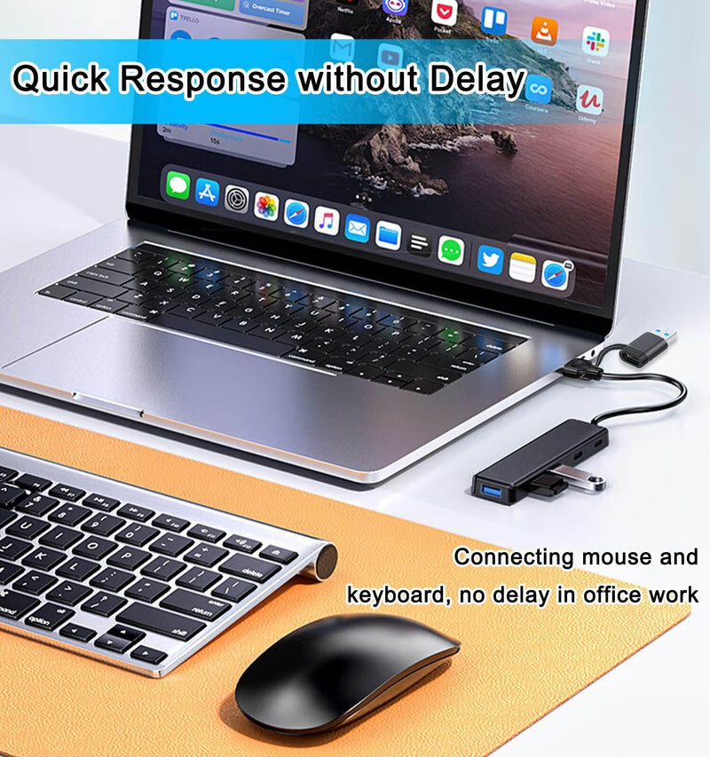 VIENON USB 3.0 Hub (5 in 1), USB C Hub, USB C to USB 3.0 Hub Adapter with USB C Power/Data Ports, USB Extender USB A&C Docking Station for Laptop PC MacBook Dell, HP, PS4/5, SSD and More