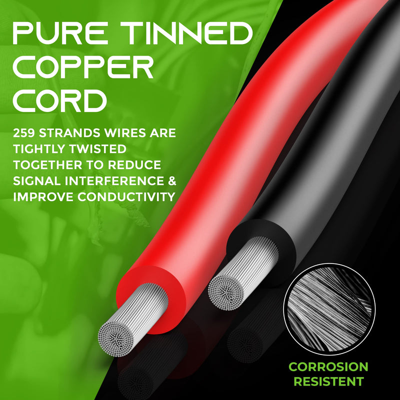 GEARit 16 Gauge High Temp Bonded Silicone Wire 50 ft Black/Red 2 Conductor, 16 AWG Tinned OFC Copper Flexible Stranded Hookup Wire, 600V for LED Strip, 3D Printer, Drone, Low Voltage DC BlackRed Bonded - 50 Feet