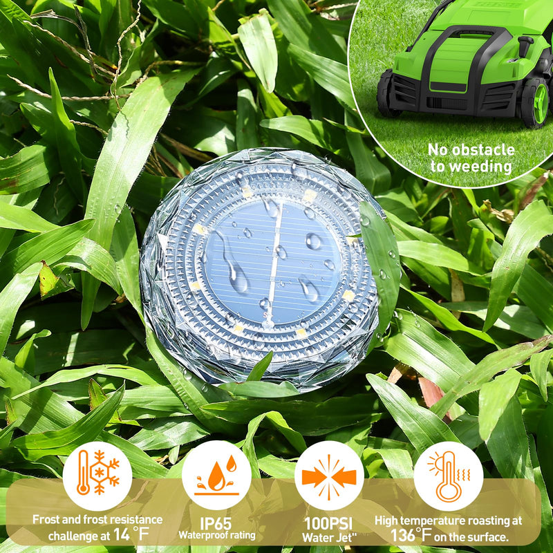 Solar Ground Lights, Solar Disc Light Outdoor Waterproof,Landscape Lighting Garden Lights for Pathway, Yard, Deck, Lawn, Patio, Swimming Pool,Walkway(Warm, 12Pack) Warm colors 12 Pack