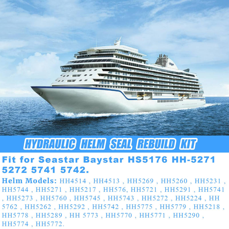 25 Pcs Hydraulic Helm Seal Rebuild Kit Fit for SeaStar BayStar HS5176 HH-5271 5272 5741 5742 Replacement Repair Kits Nuts Screw Caps Sealing Washers O-rings Flat Washers Countersunk Screws