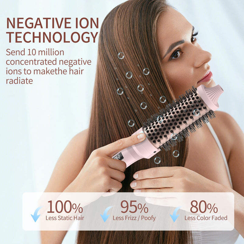K&K 38mm Thermal Heated Round Brush, Blowout Volumizer for Long Hair | 45MM EXTRA-LARGE BARREL: 45mm heated round barrel creates maximum root volume and smooth blowout waves for long hair Pink