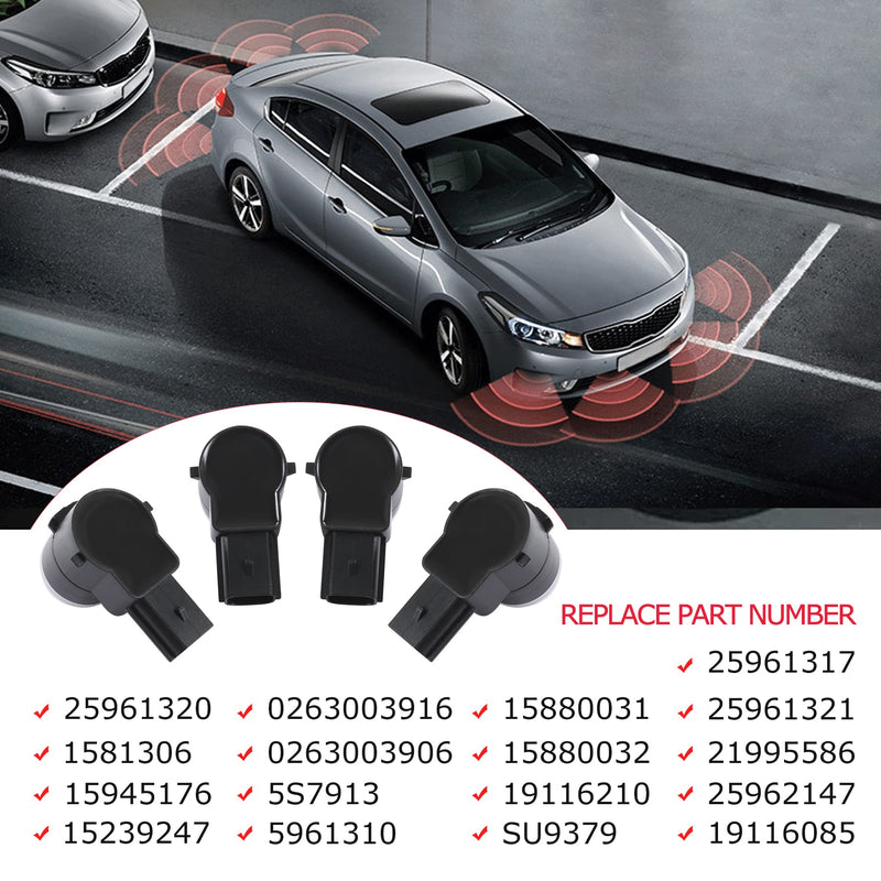  [AUSTRALIA] - JDMSPEED Set of 4 Pcs Rear Bumper Backup Parking Sensor w/O-Ring Replacement for Chevrolet Cadillac GMC Chevy Saturn Buick Replaces 25961317 15239247 25961321 21995586 25962147 Parking Assist Sensors