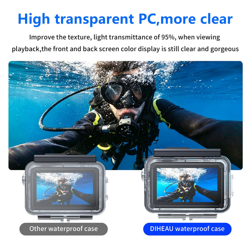 Waterproof Case with Floating Handle Compatible with DJI Osmo Action 3/4/5 Pro, 164FT/50M Underwater Dive Housing Protective Camera Case for Diving, Snorkeling, Surfing, Swimming, Kayaking Action345F