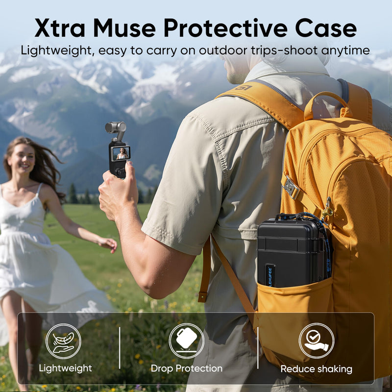 Lekufee Portable Waterproof Hard Case for Xtra Muse Digital Video Camera and Accessories, Shockproof Protective Carrying Storage Case, Black (Case Only)