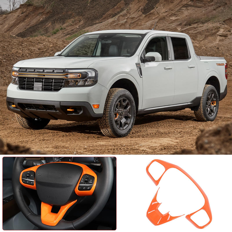 TOYCIDFG Steering Wheel Cover Trim Compatible with Ford Maverick 2022-2025 Car Interior Decoration Accessories (Orange)