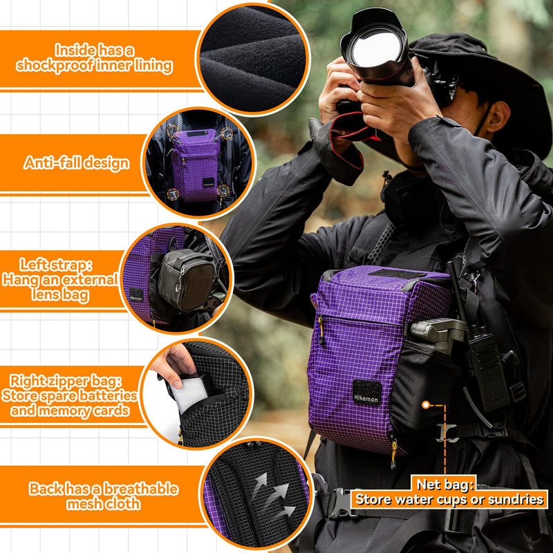 HIKEMAN Shoulder Bag Case for Camera - Outdoor Waterproof Shockproof Camera Bag,Detachable Strap for Daily Use,Travel,Cycling Climbing(Grey) Grey