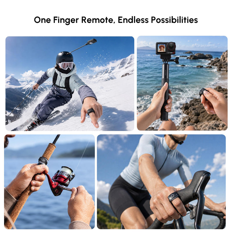 Wireless Remote for DJI Controller Ring Shutter Action 5pro/6/4 Accessories | Finger Mini Camera Bluetooth Snapshot Wake-Up Control Waterproof Magnetic Charging for Fingertip Bike Handlebars Fishing Rods