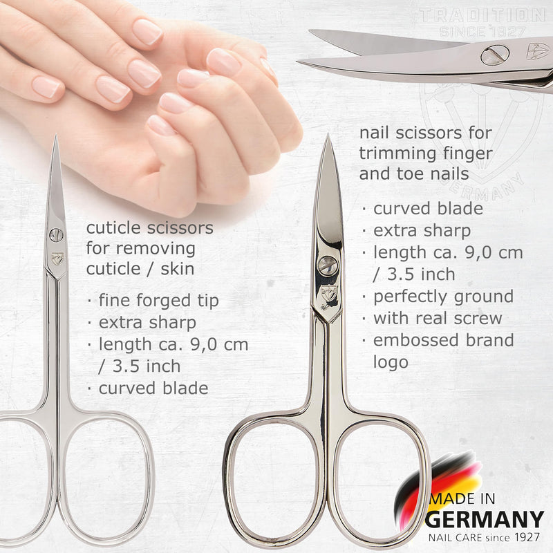 3 Swords Germany - brand quality 10 piece manicure pedicure grooming kit set for professional finger & toe nail care scissors clipper fashion leather case in gift box, Made by 3 Swords (00286) Black