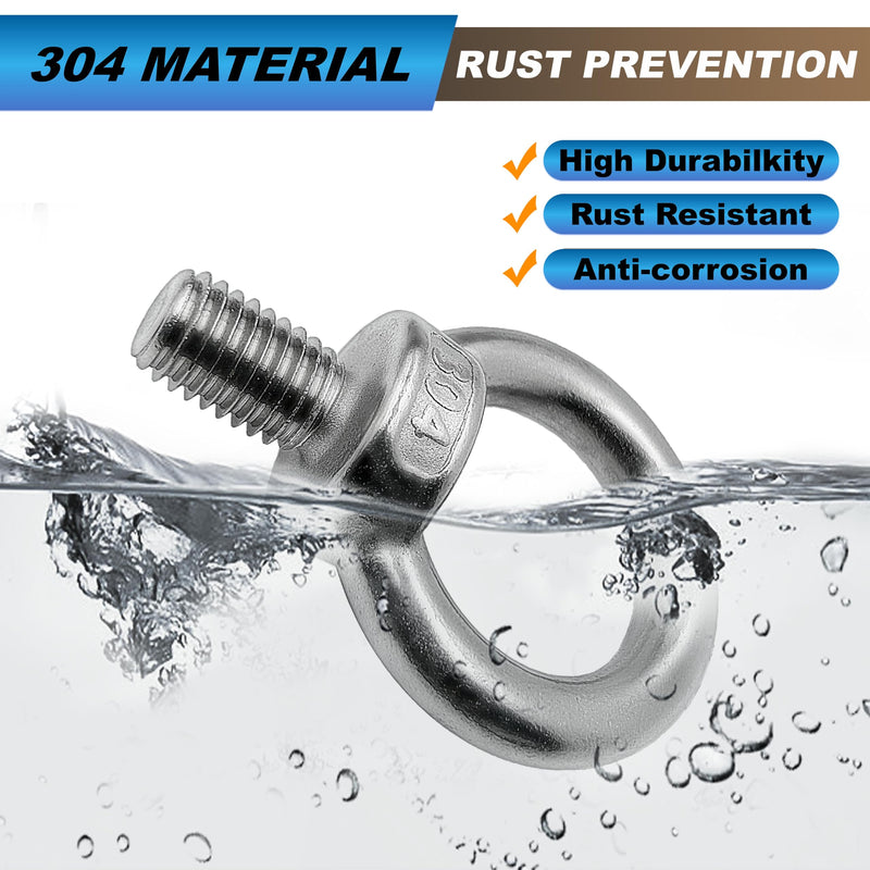 4 Pack M12 Eye Bolts with Nuts, 304 Stainless Steel 1/2" x 3" Heavy Duty Lifting Eye Bolts, Metric M12×77mm Ring Eye Bolt for Hanging, Tie Down, Outdoor & Hardware Fixing (4, 1/2"x3") 1/2"x3" 4