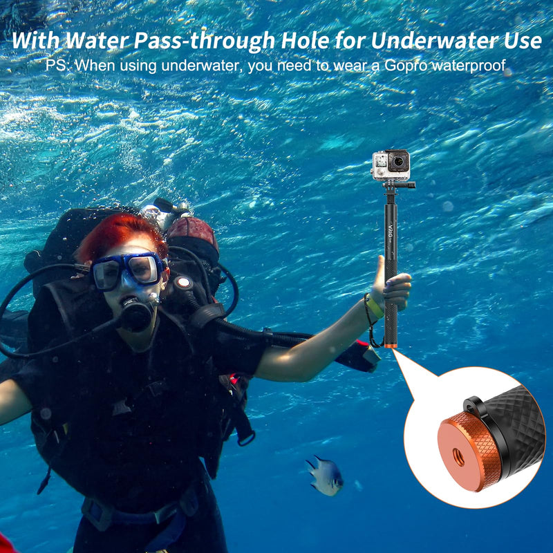 VRIG 160cm/63in Golf Monopod Invisible Selfie Stick w Ground Spike Stakes | Extended Pole for Insta360 X5/X4/X3,Luna Ultra,GoPro Hero 13,Mission 1 Pro,DJI OSMO Pocket 3/4,Action 6/5/4,AKASO 360