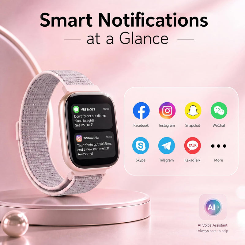 Smart Watch for Women, Bluetooth Answer/Make Calls, 1.83"HD Screen, 2 Bands | IP67 Waterproof Fitness Tracker, Heart Rate/Sleep Monitor, DIY Dial, Multi-Sport Modes Pedometer, Smartwatch for iOS/Android Rose Gold