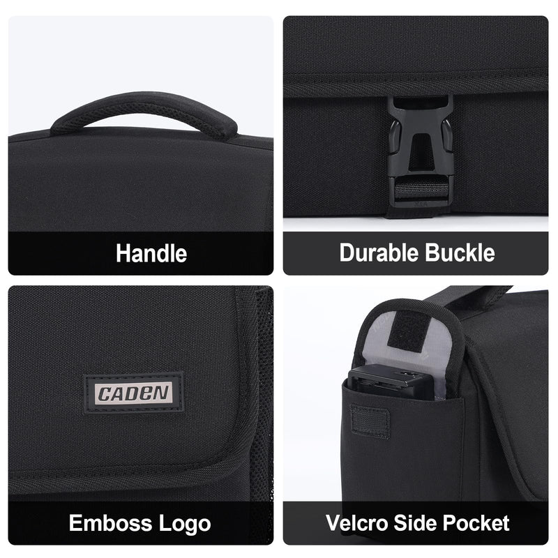 CADeN Camera Bag Case Shoulder Crossbody Bag Compatible for Nikon, Canon, Sony, DSLR SLR Mirrorless Cameras and Lenses (1.0 Black, Large) 1.0 Black