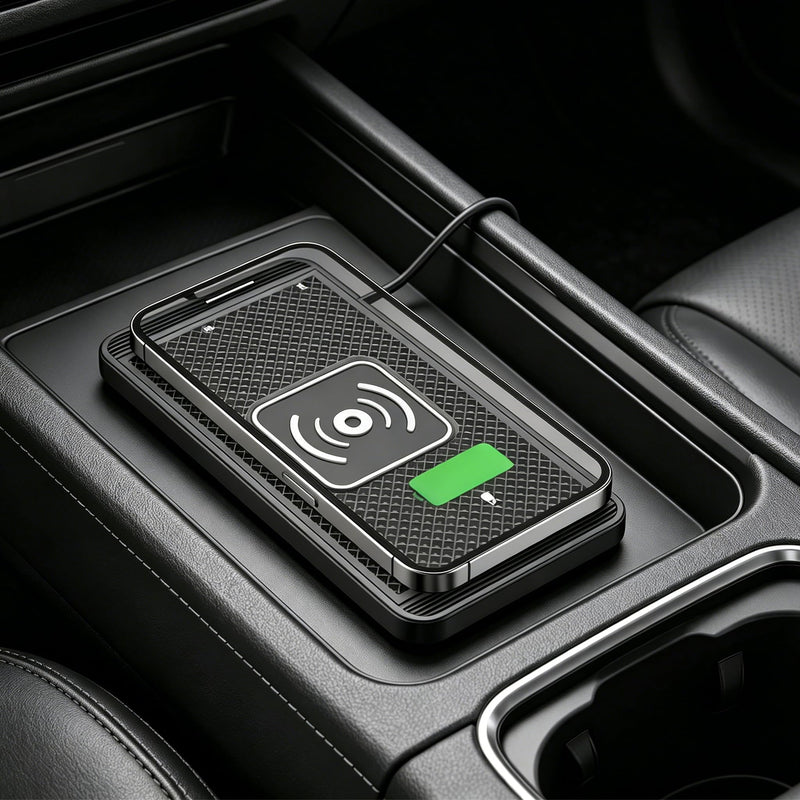 Wireless Charger Car Charging Pad 15W Fast Car Wireless Charger Pad, 15W Fast Charging, Anti-Slip, Universal Qi Compatible with iPhone and Wireless Charging Phones, Black(USB-C)