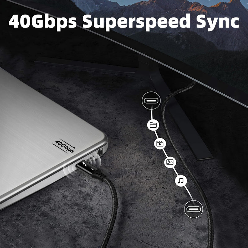 USB-C 3.3FT Cable for Thunderbolt 4/3 - 40Gbps Data Transfer, 8K@60Hz, 100W Charging - Compatible with MacBook Pro, Docking, Hub, eGPU, SSD, Monitor 1 Meters