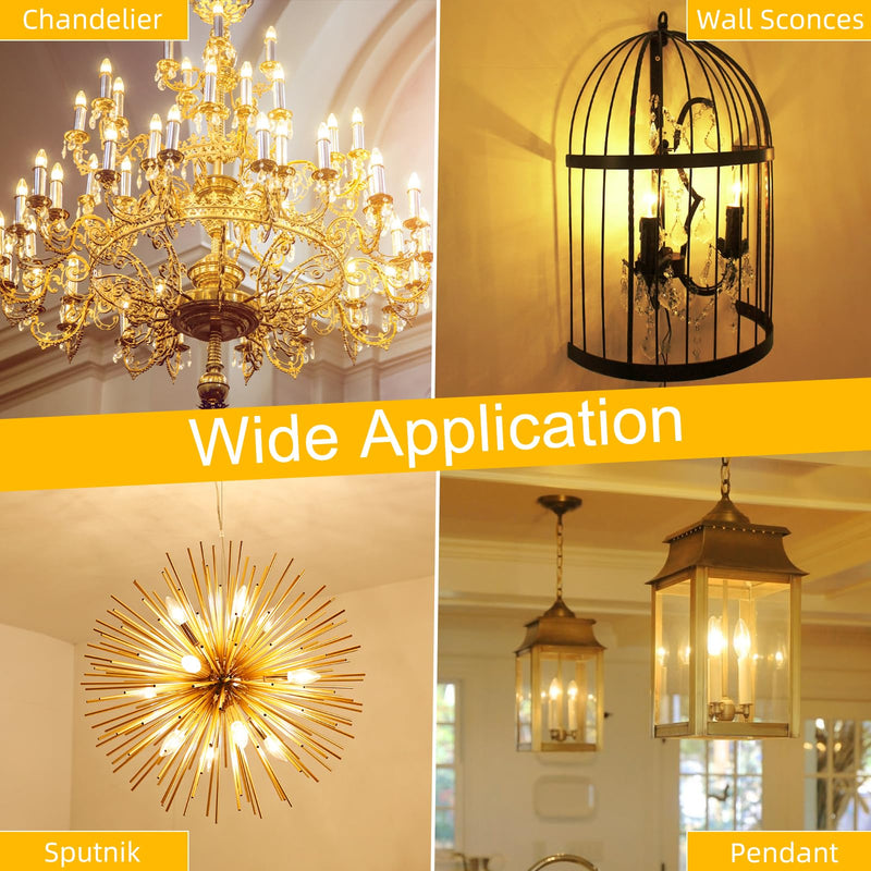 GvvooHome Candelabra Light Bulbs 40 watt Equivalent, E12 LED Bulb Dimmable Chandelier Bulbs, B10 Candle Light Bulbs 2700K Soft White, 90+CRI, 400LM, Cear Glass, 24 Pack