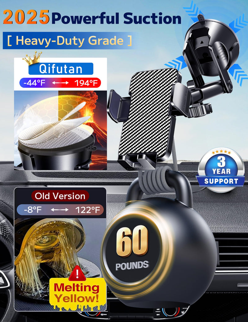 Qifutan Dash Mounted Holders Phone Holders for Your Car Phone Mount for Car Windshield Dashboard Air Vent Universal Hands Free Automobile Cell Phone Holder Fit for iPhone Smartphone Dash-B