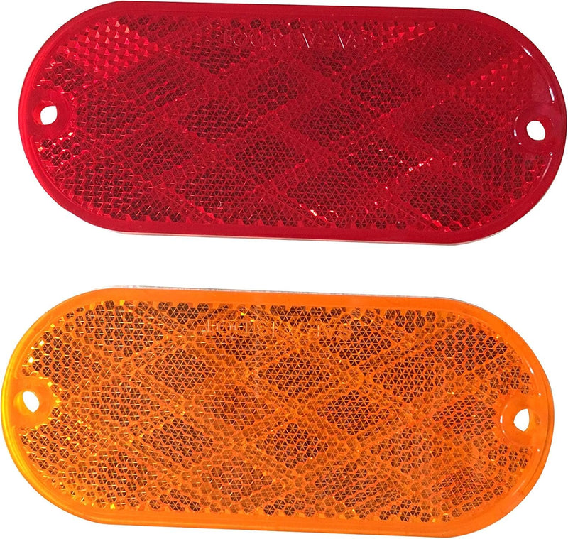 MAXXHAUL 51018 Oval Reflectors 4 Red and 4 Amber Self Adhesive or Drill Mount-DOT 8 pack for Trucks RV's Campers Bike Racks Cargo Carriers 4-3/8 inch x 2 inch x 1/4 inch