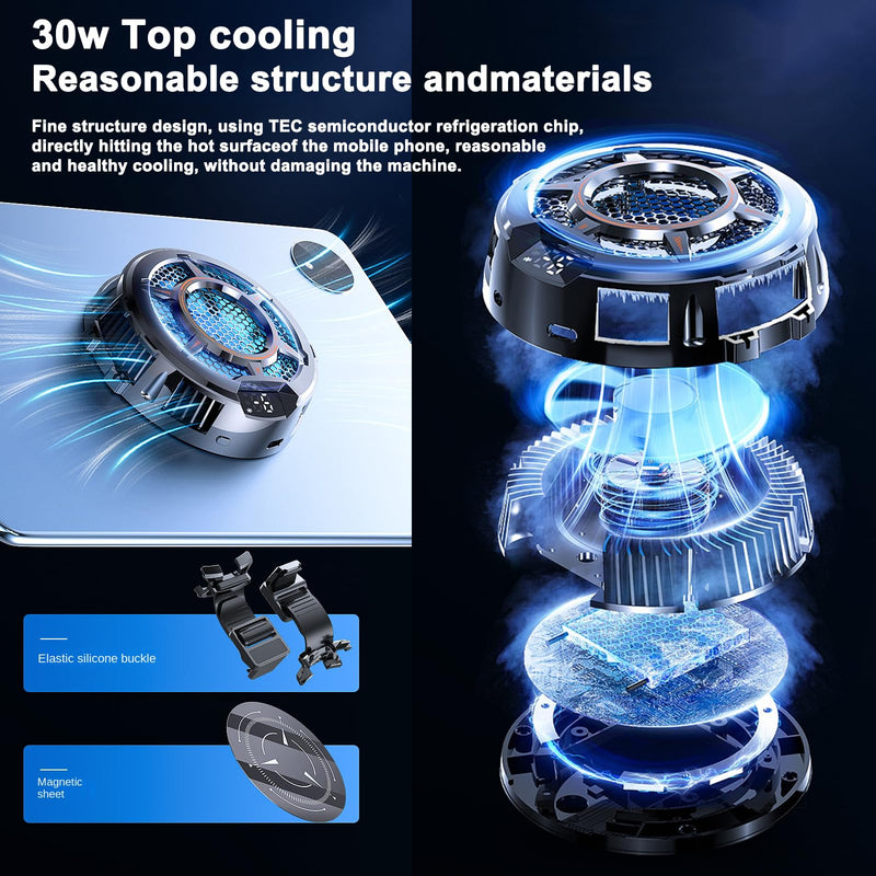 Tablet Cooler for ipad Surface Pro 30W Super Powerful Radiator Magnetic Phone Cooling Fan with 3 Cooling Modes, 3.93inch Universal Tablet Semiconductor Radiator for PC/Android/iPad