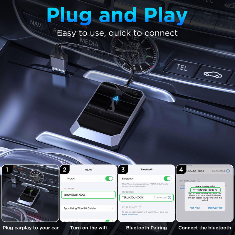 Android Auto Wireless Adapter - Instant Connection, Gray | Carplay wireless adapter, Converts Wired to Wireless, Compatible with Android 10+ & Cars from 2015