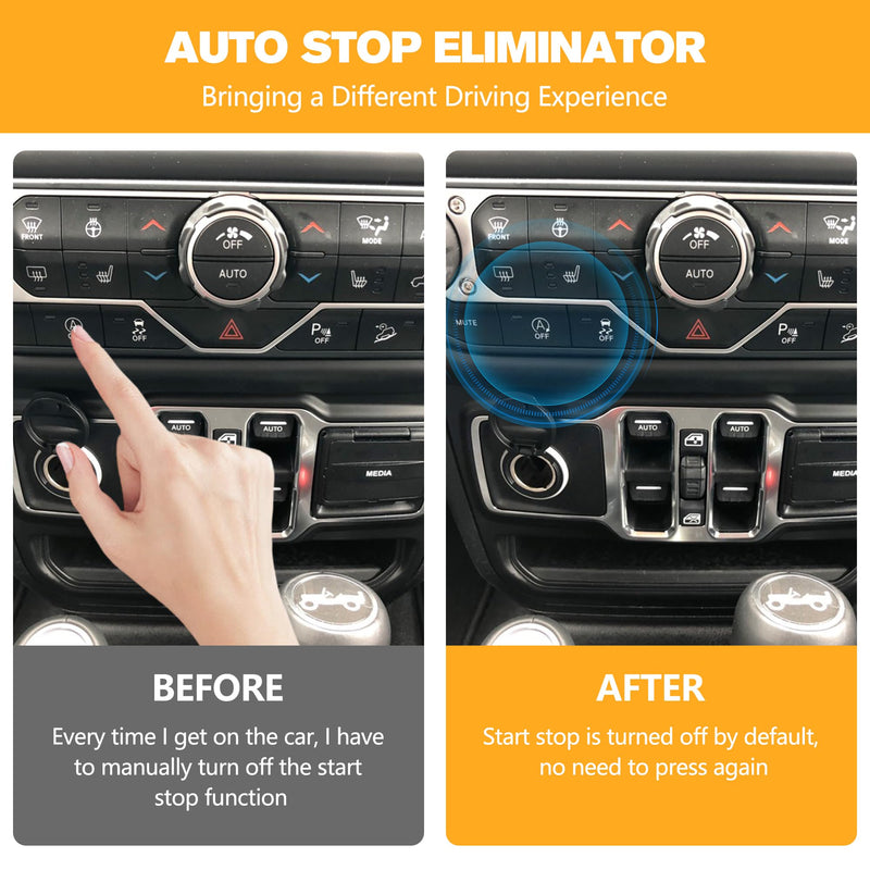 Auto Stop Eliminator for Wrangler JL JLU 2018-2026 Gladiator JT 2020-2026 | Plug Play Auto Start Stop Eliminator Installed Below of Steering Wheel, Memory Module Cancels Auto Stop Disable, Not Fit 4XE 2018-2026 Wrangler & 2020-2026 Gladiator