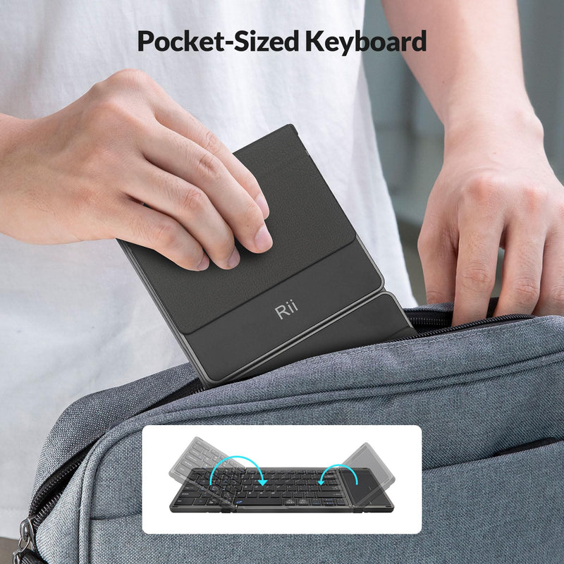 Rii RK809Pro Foldable Bluetooth Keyboard with Touchpad | Full Size,Portable Folding Keyboard with Touchpad,Rechargeable for iPad,iPhone,iOS,Windows,MAC,Android