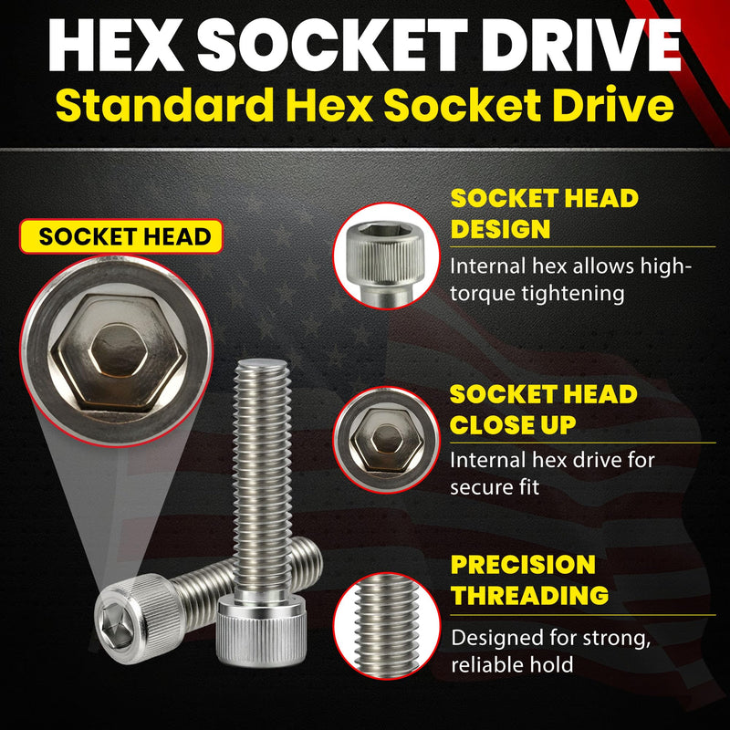 Chenango Supply Stainless 3/8-16 x 1-1/2 Socket Head Cap Screws – 18-8 Grade, Full Thread, Hex Drive 5/16, Coarse Thread, High-Torque Socket Head Cap Screws, 25 Pieces (3/8-16 x 1-1/2)