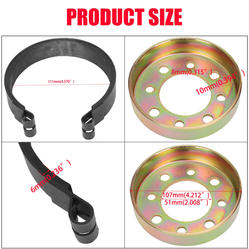GREHUA 4" Rear Drum Brake Band & Cable Kit for Manco Bandit Critter 1492 4316 297 Rotary 484 Azusa 2251-B Yerf-Dog Predator 212cc 420cc 196cc Go Kart Yard Cart Dune Buggies Mini Bike ATV Parts a-black