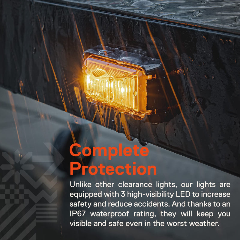 TRUE MODS 2pc 2.5" Amber LED Trailer Marker Light w/Black Bezel [DOT FMVSS 108] [SAE P2PC] [Surface Mount] [Waterproof IP67] Side Marker Lights for Trailer Truck 2 Pack Black Bezel