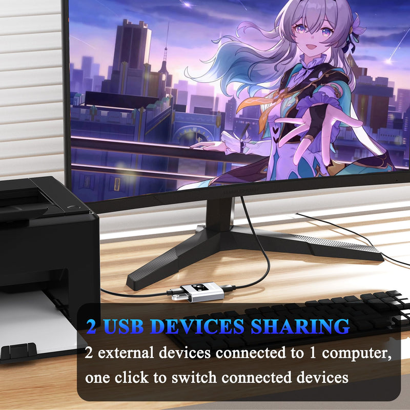 USB 3.0 Switch Selector. Bi-Directional 1 in 2 Out/ 2 in 1 Out, Share USB Devices Between 2 Computers for Printer, Keyboard, Scanner, Mouse. Compatible with Mac/Win/Linux USB Switch With Cable