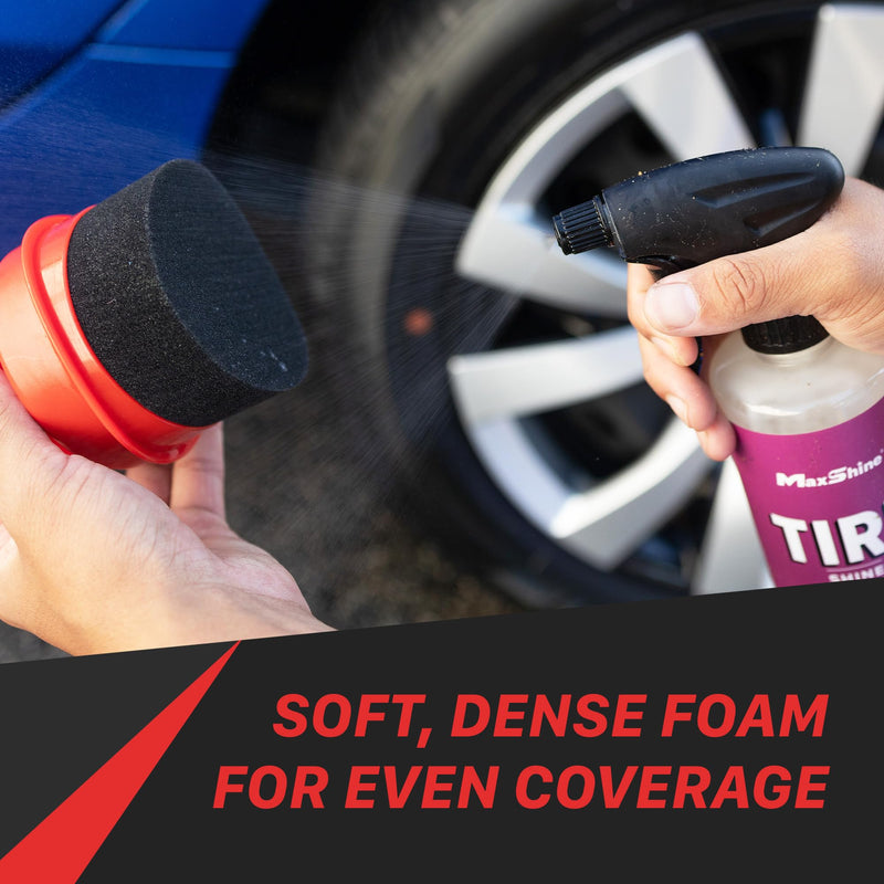 Maxshine Universal Tire Shine Applicator with Protective Cover | Black Foam Pad with Comfortable Grip | Mess-Free Handling, Even Tire Dressing & Coating | Auto Detailing Applicator Tool