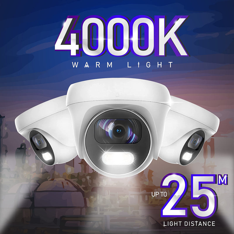 Marquis 8MP 24/7 Full-Color HD TVI/CVI/AHD/CVI Turret Dome with Sony-Starvis CCTV Security Camera, Outdoor Color Night Vision Waterproof Analog Surveillance Camera 2.8mm Lens (Require 8MP DVR)… 8MP Color Night