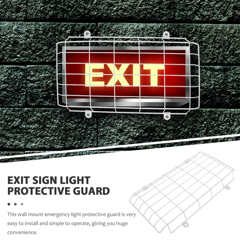 Wire Guard for Emergency Light, Exit Sign Damage Stopper Metal Wire Guard Exit Sign Damage Cage Light Protective Cover for or Emergency