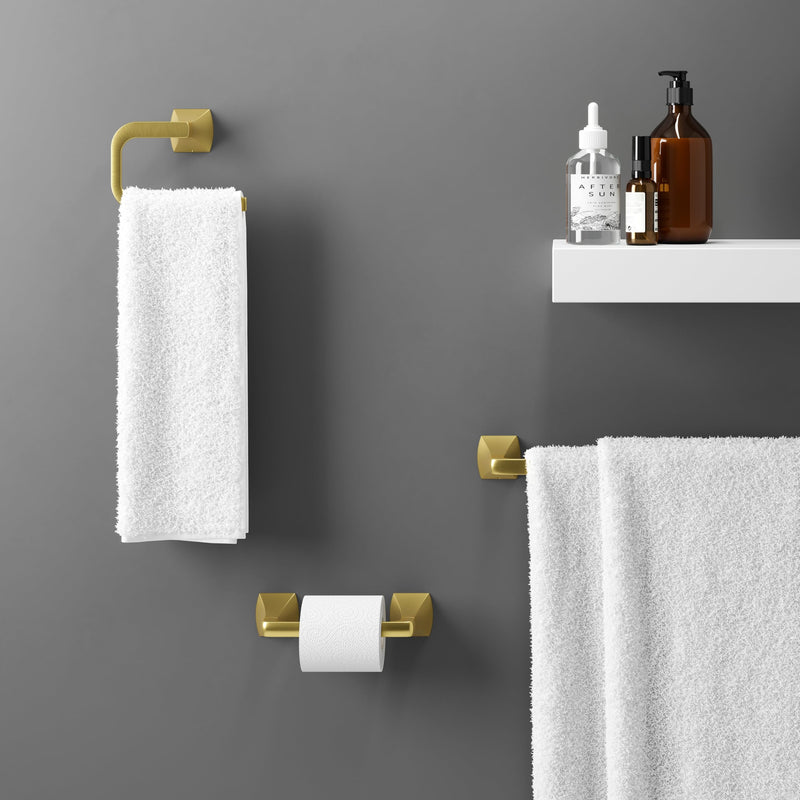 Pfister Bruxie Toilet Paper Holder, Bathroom Tissue Roll Holder, Wall-Mounted, Screw-in, Brushed Gold Finish, BPHBIE0BG