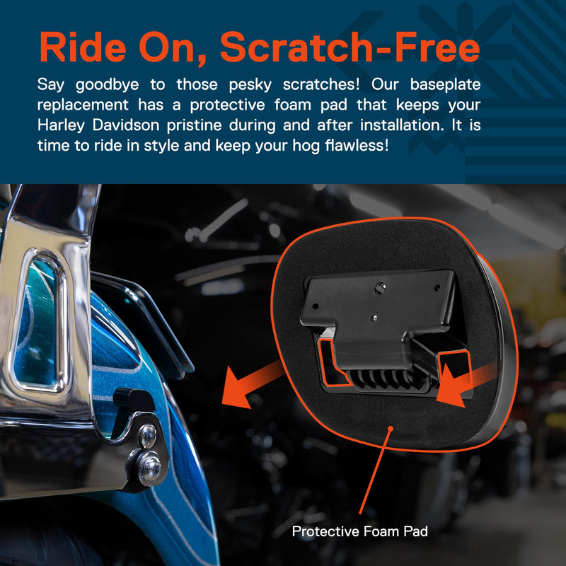 TRUE MODS Black HD Harley Davidson Tail Light Base Plate Replacement [Part# 68296-99A] Brake Taillight Bracket Baseplate Mount for 2000+ Sportster Dyna Road King Electra Glide Heritage Softail Fat Boy