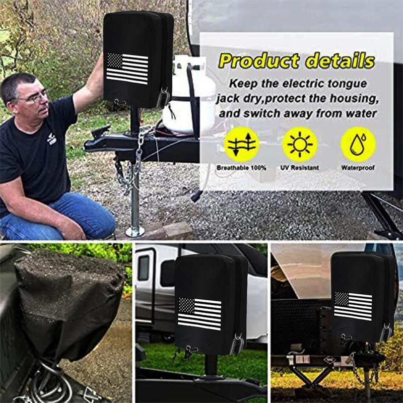 RV Electric Tongue Jack Cover, 600D Oxford Fabric Waterproof Protective, Travel Trailer Accessories for Outside Protection, Universal Trailer Jack Protective Cover for Outside RV Parts RV Accessories.