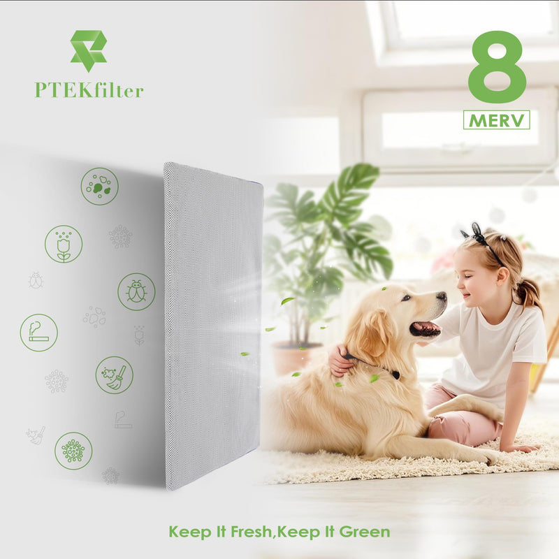 20x20x1 Washable & Reusable Air Filter with Activated Carbon Layer, MERV 8 Air Filters for AC HVAC Furnace, Machine Washable & Dryer Friendly 20" x 20" x 1"