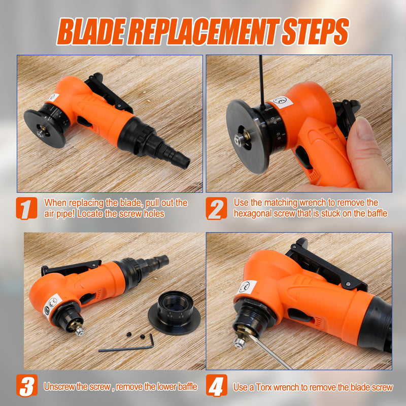 2 in 1 Mini Pneumatic Chamfering Machine, 45° Arc Corner Beveling Trimming Deburring Machine 30000RPM Handheld Chamfering Air Chamfer Tool with 1/4 Inch Air Inlet (C&R Angle Blades,Orange) C&R Angle Blades Orange