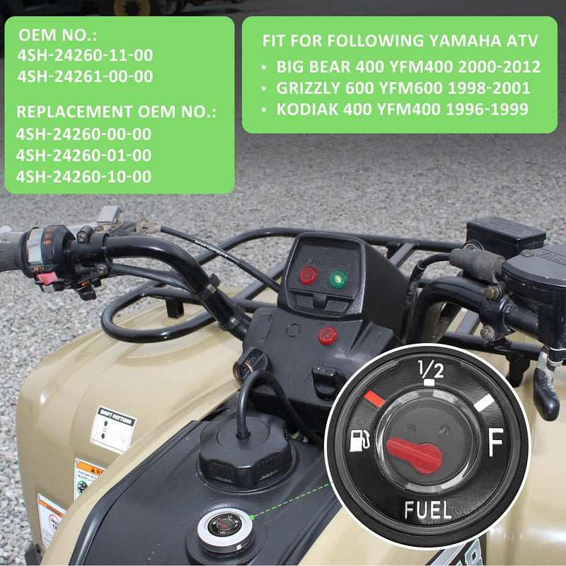 Fuel Gas Tank Level Gauge Meter for Yamaha Big Bear 400 Grizzly 600 Kodiak 400 YFM400 YFM600 (OEM# 4SH-24260-11-00 4SH-24261-00-00) 174mm